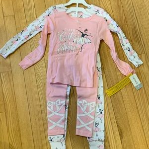 Carter’s girls pink white ballerina pajamas 2 sets
